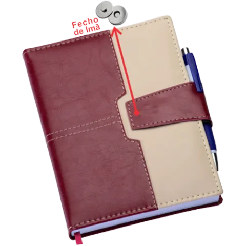 Agenda Executiva Vermelha c/ Fecho de Imã + Suporte p/ Caneta