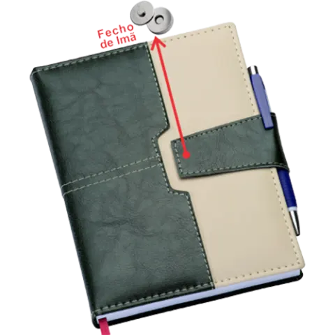 Agenda Executiva VERDE c/ Fecho de Imã + Suporte p/ Caneta