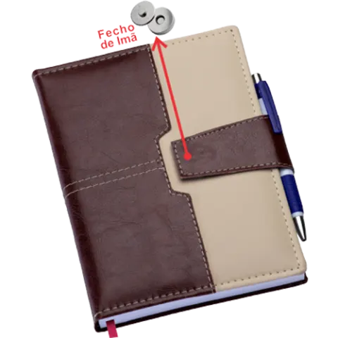 Agenda Executiva Marrom c/ Fecho de Imã + Suporte p/ Caneta 