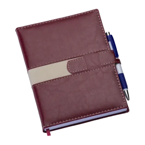 Agenda Executiva Vermelha c/ Fecho e Suporte p/ Caneta