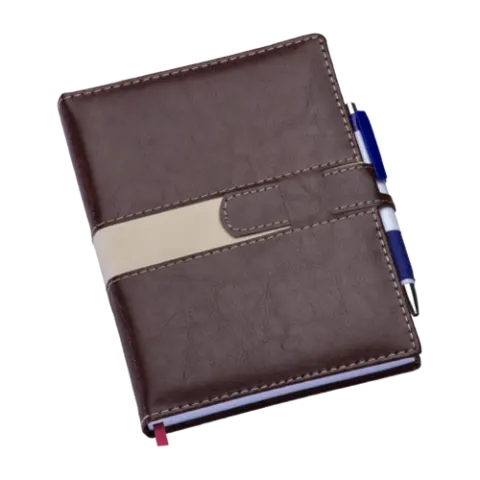 Agenda Executiva Marrom c/ Fecho e Suporte p/ Caneta