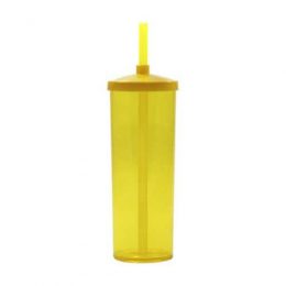 Copo Long Drink 330 ml com Tampa e Canudo FAN23