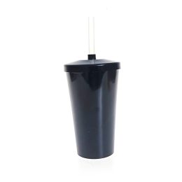Copo Twister c/ Tampa e Canudo Preto Fechado 550ml LT-029
