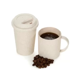 Kit Com Copo e Caneca Em Fibra de Bambu SMKT-90160