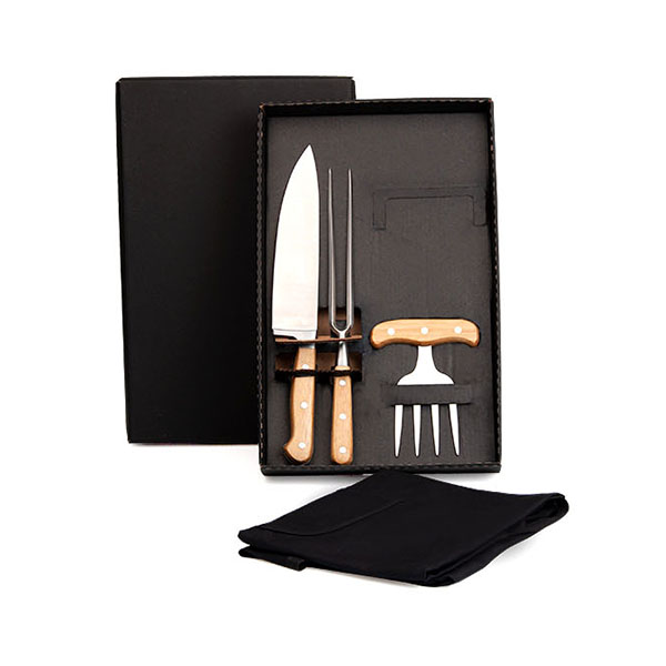 Kit Para Churrasco Com Avental 4 Pçs SMKT-90179