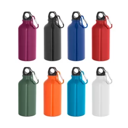 Garrafa Esportiva em Alumínio e Acabamento Brilhante com Mosquetão 400 mL SP94297