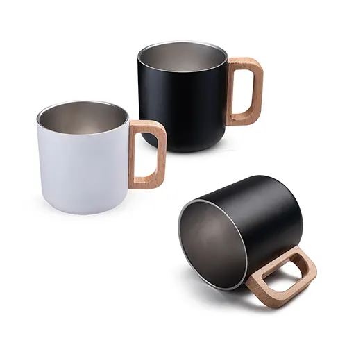 Caneca Térmica com Alça em Madeira AI-CA9540